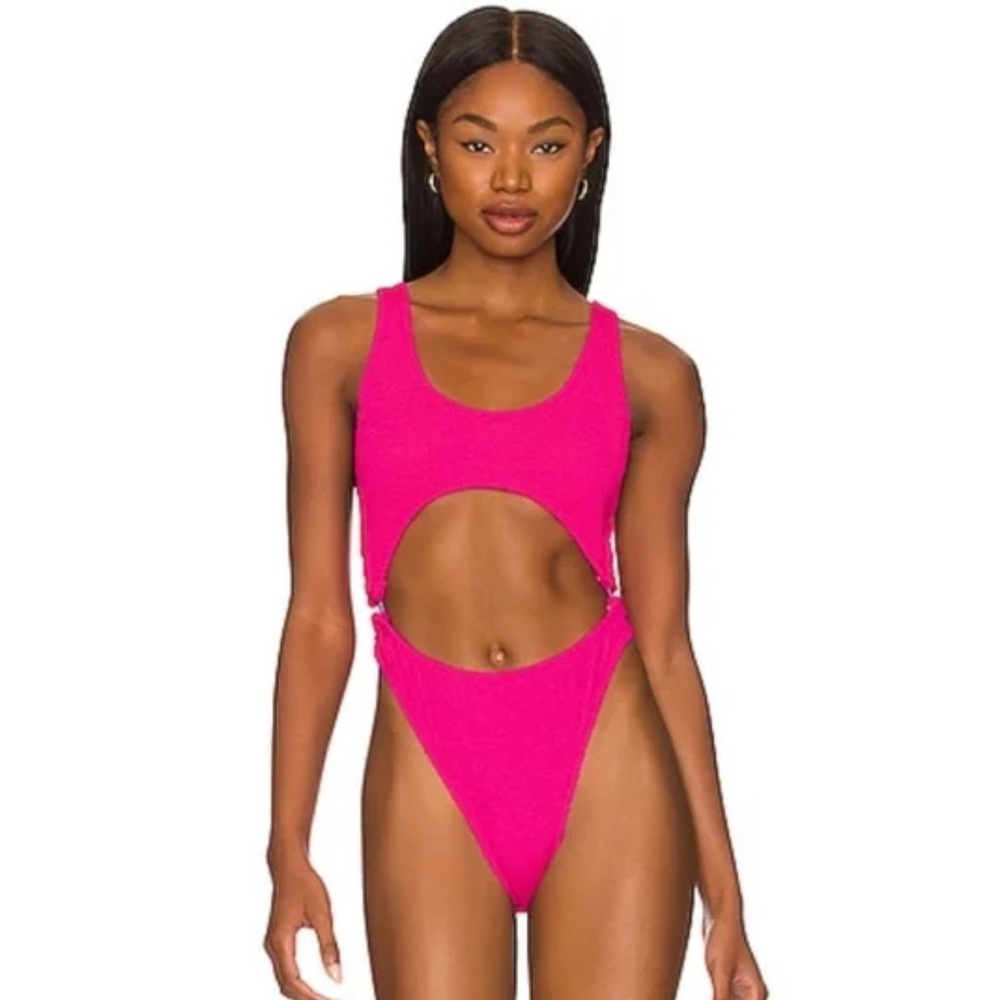 Good American Hot Pink Cut Out Swimsuit